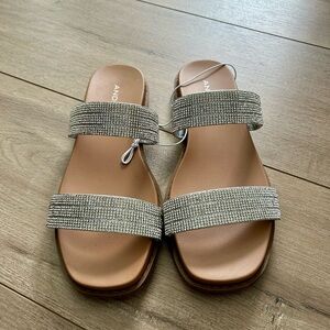 NEW women's slip on sandals with rhinestones size 6